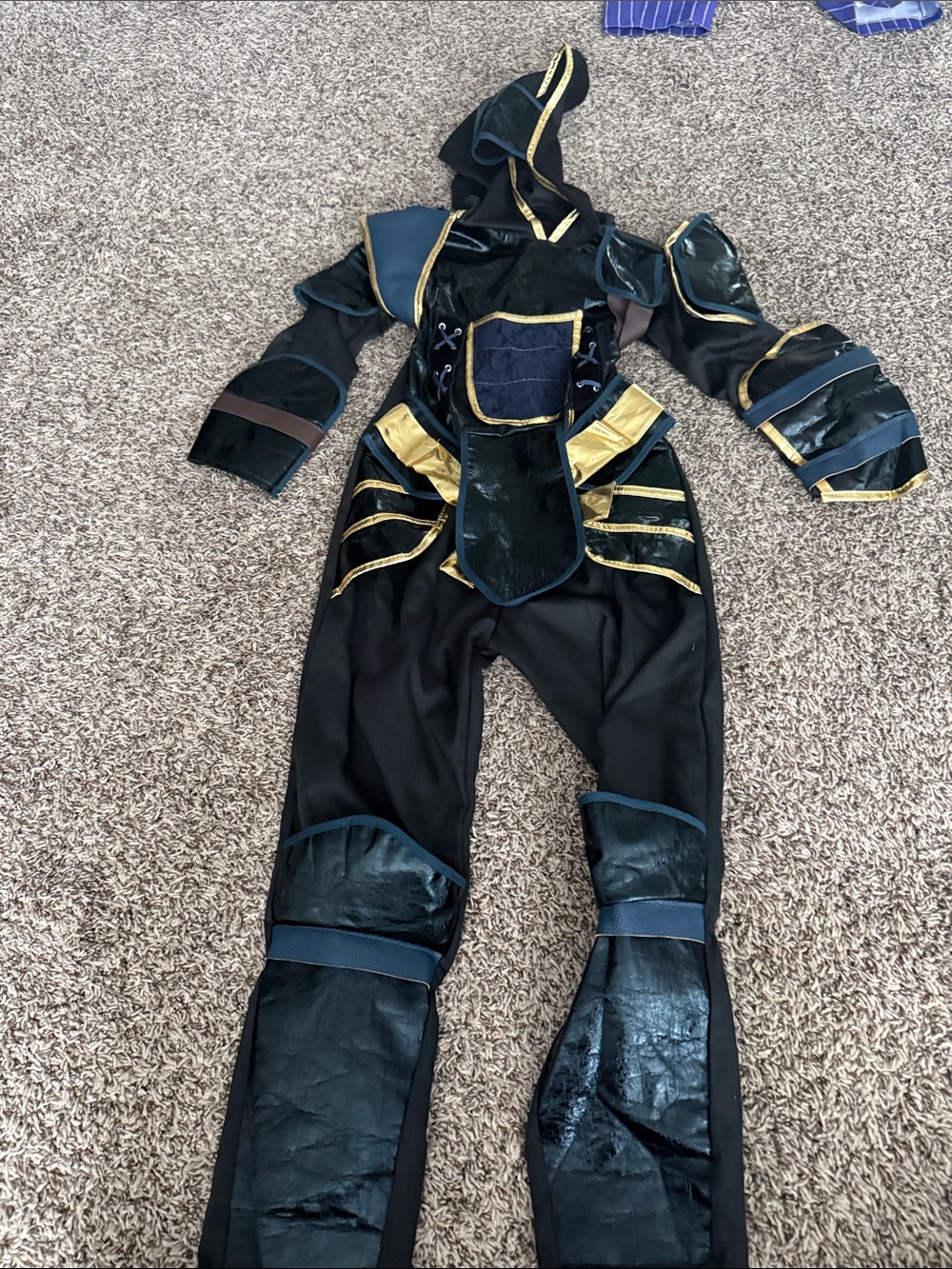 Kids Black and Gold Ninja Costume with Hood
